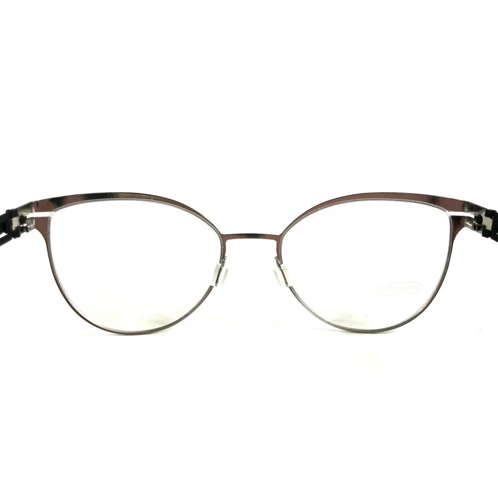 Ovvo Optics Eyeglasses Frames 3726 c63B/50 Black Silver Cat Eye 51-19-135